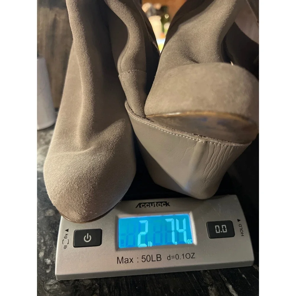 White‎ House Black Market Suede Leather Fold Over the KneeTall Boots Gray 7.5M